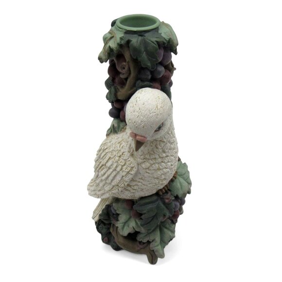 White Dove CANDLE HOLDER Grape Vine Detailing 1997 Resin Home Decor 8 Inches - Picture 6 of 10